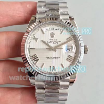 Noob Factory Rolex Day-Date II 40mm Watch White Dial 904L - Swiss ETA3255